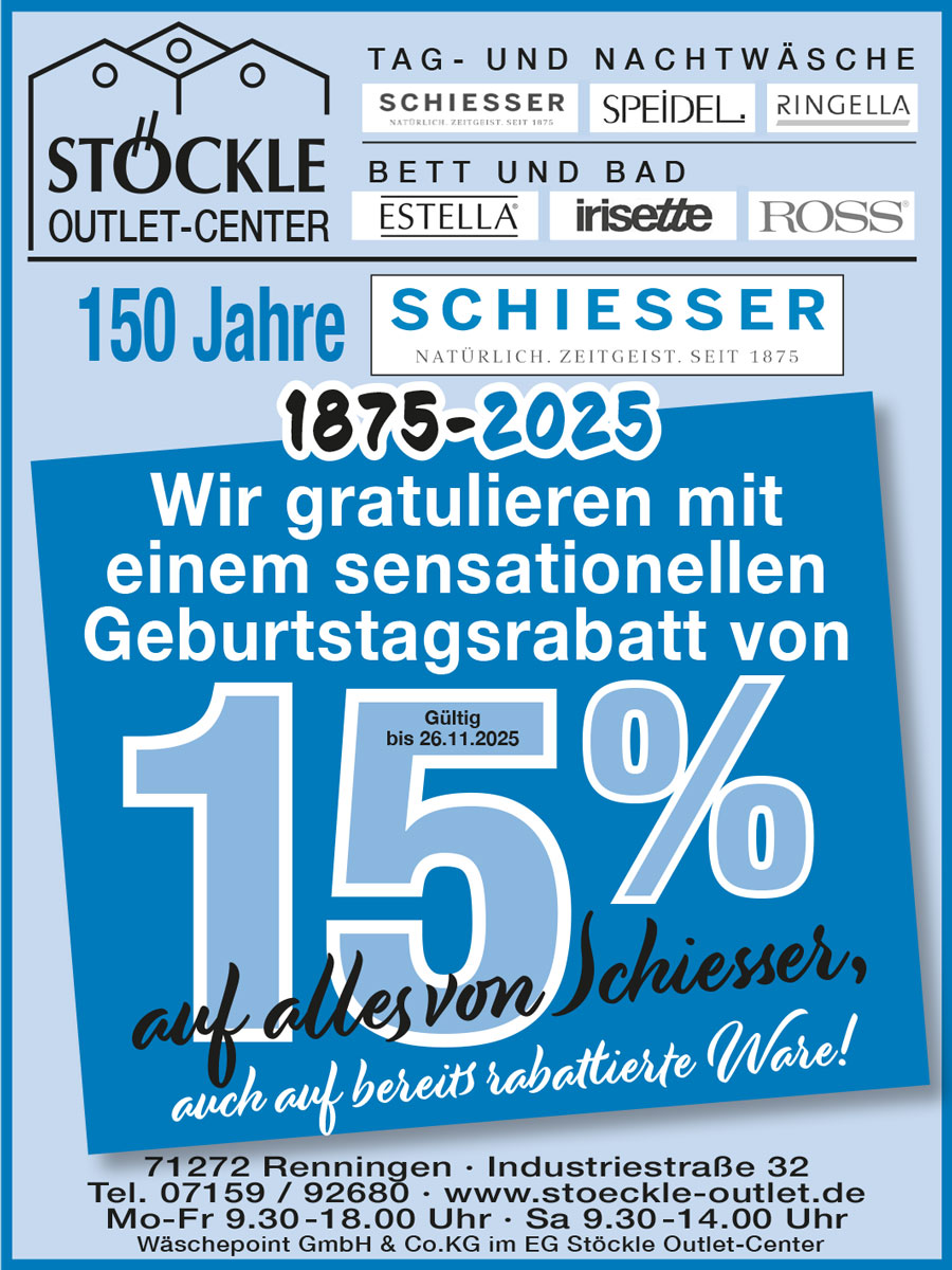 150 Jahre Schiesser, Wäschepoint im Stöckle Outlet-Center