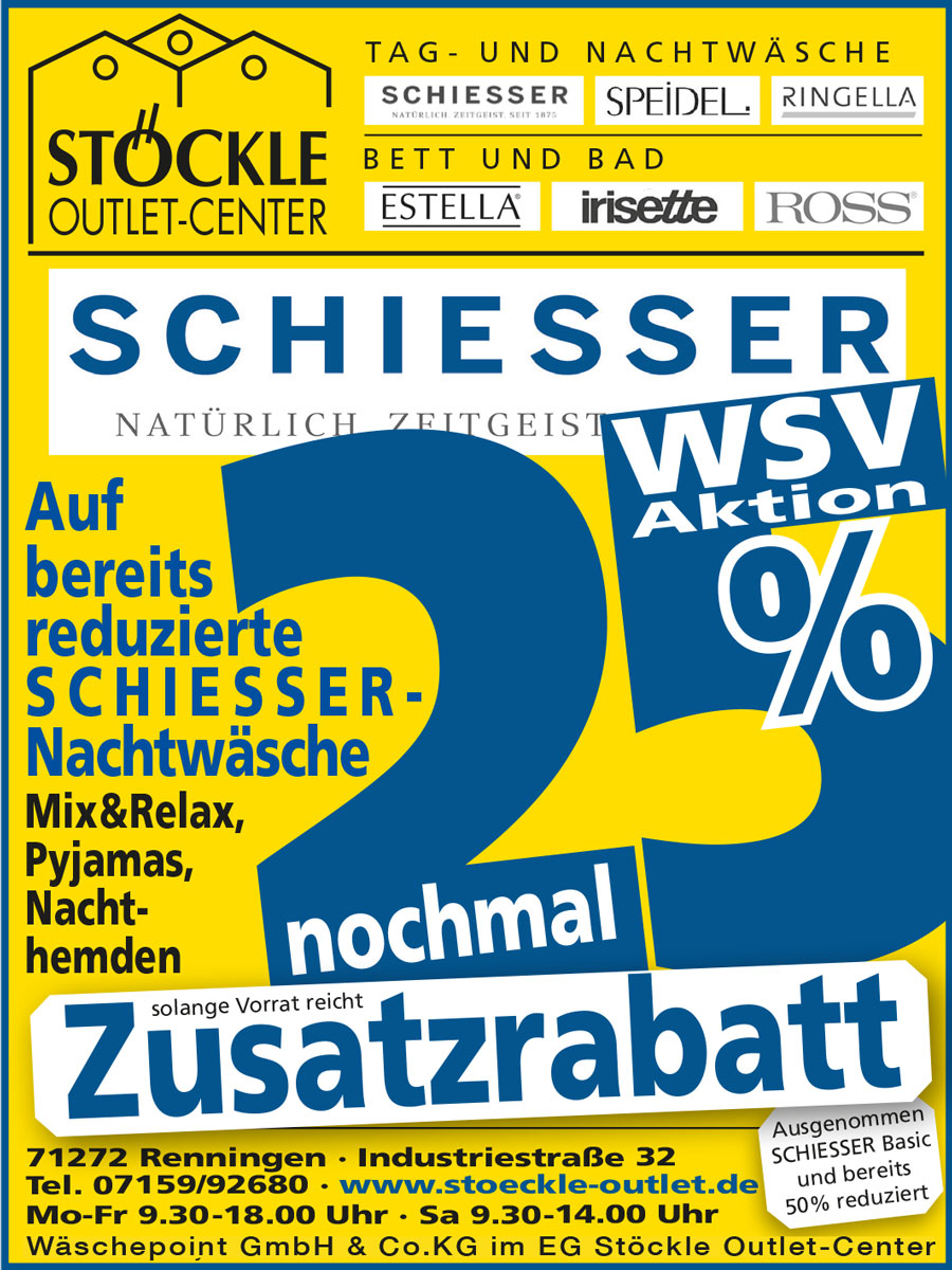 25% Zusatzrabatt im Wäschepoint im Stöckle Outlet-Center
