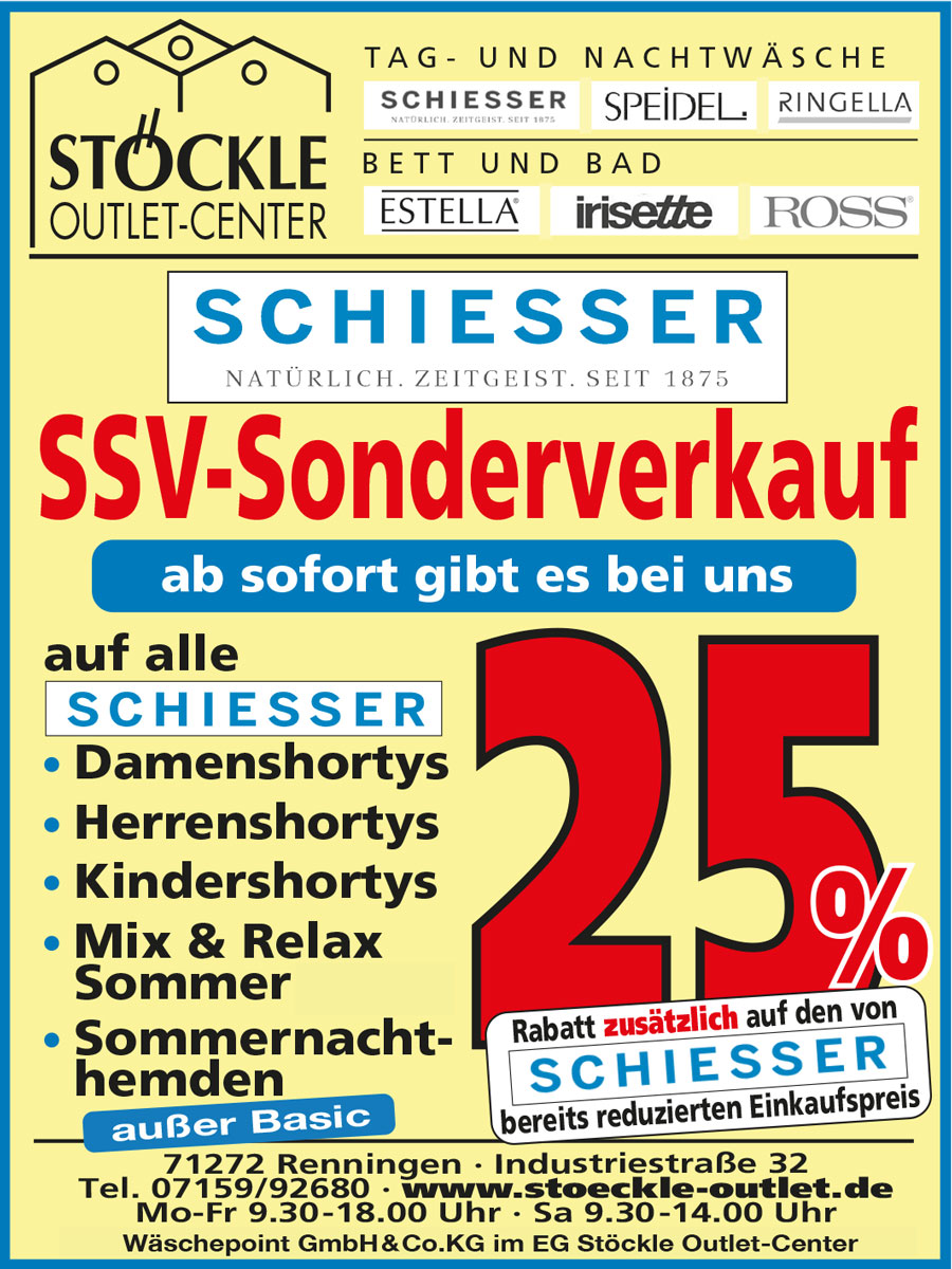 AKTION -25%- im Stöckle Outlet-Center