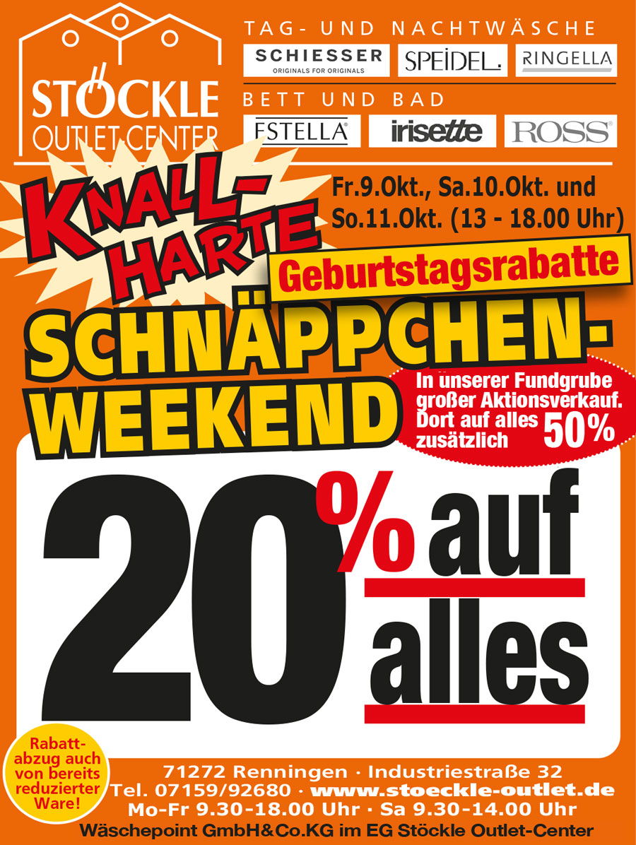 Knallharte Geburtstagsrabatte im Stöckle Outlet-Center