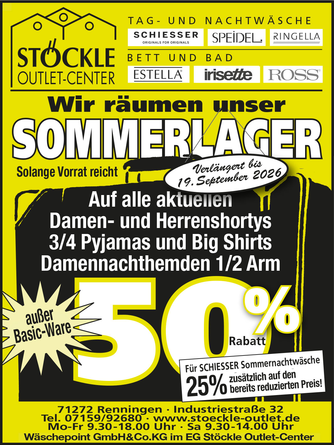 AKTION -50%- im Stöckle Outlet-Center